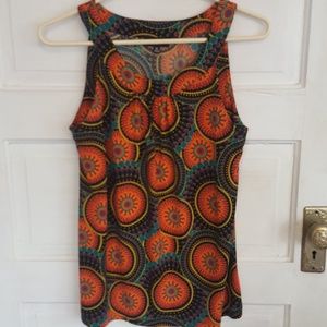 Rafaella Silky Tank Red Black Print Size Medium